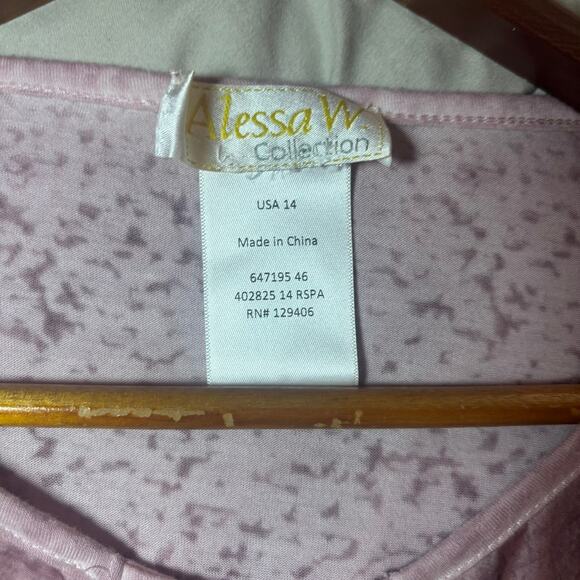 Alessa W. Collection Pink Top Women's Size 14 Script Polyester Blend - Picture 6 of 8